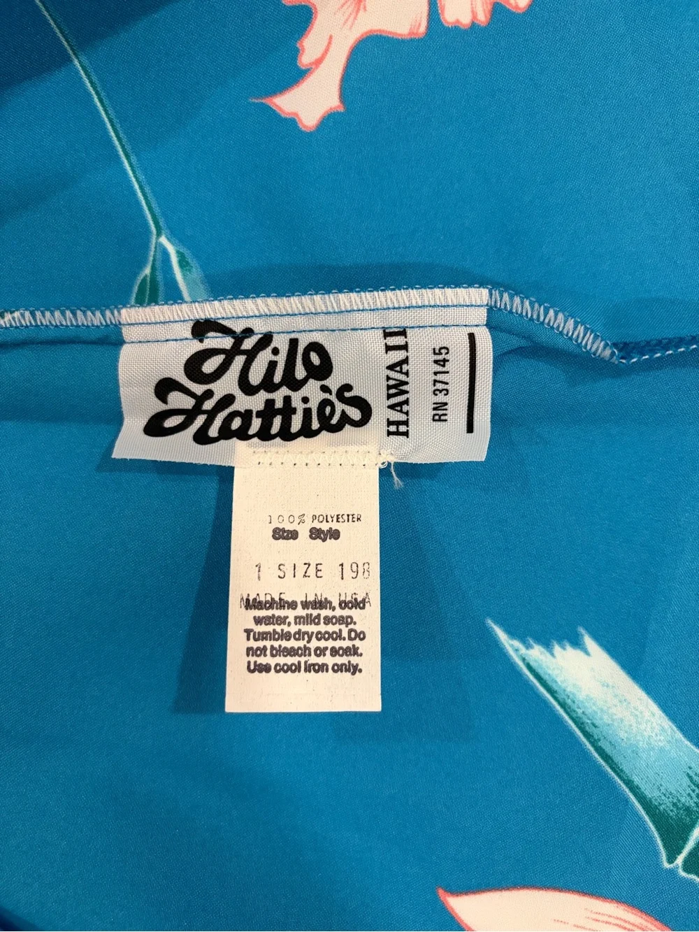Hilo Hattie Blue Pareau  Swim Coverup with Floral Print